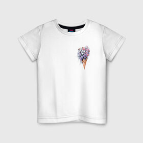 Детская футболка хлопок с принтом Цветочное мороженое , 100% хлопок | круглый вырез горловины, полуприлегающий силуэт, длина до линии бедер | flo | flowers | растения | флористика | цветение | цветы