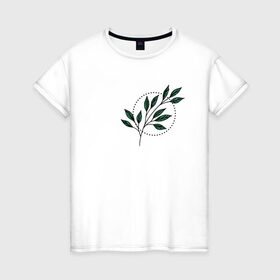 Женская футболка хлопок с принтом Leaves , 100% хлопок | прямой крой, круглый вырез горловины, длина до линии бедер, слегка спущенное плечо | flo | flowers | растения | флористика | цветение | цветы