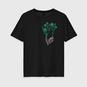 Женская футболка хлопок Oversize с принтом Flo , 100% хлопок | свободный крой, круглый ворот, спущенный рукав, длина до линии бедер
 | flo | flowers | растения | флористика | цветение | цветы
