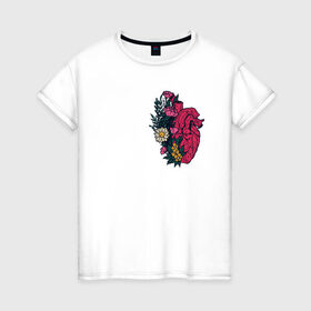 Женская футболка хлопок с принтом Heart , 100% хлопок | прямой крой, круглый вырез горловины, длина до линии бедер, слегка спущенное плечо | flo | flowers | растения | флористика | цветение | цветы