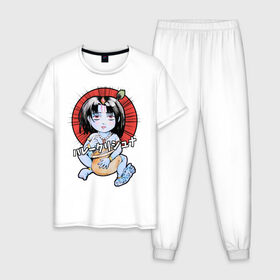 Мужская пижама хлопок с принтом Маленький Кришна , 100% хлопок | брюки и футболка прямого кроя, без карманов, на брюках мягкая резинка на поясе и по низу штанин
 | Тематика изображения на принте: аниме | индуизм | кришна | милый | харе кришна | япония | японский