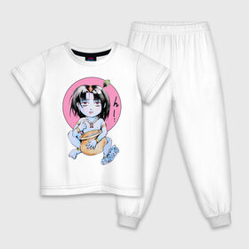 Детская пижама хлопок с принтом Маленький Кришна , 100% хлопок |  брюки и футболка прямого кроя, без карманов, на брюках мягкая резинка на поясе и по низу штанин
 | Тематика изображения на принте: аниме | индуизм | кришна | религия | харе кришна | японские надписи