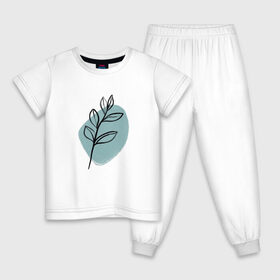 Детская пижама хлопок с принтом Ботаническая абстракция , 100% хлопок |  брюки и футболка прямого кроя, без карманов, на брюках мягкая резинка на поясе и по низу штанин
 | абстракция | минимализм | растение | растения | современное искусство