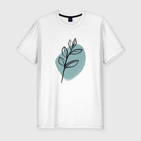 Мужская футболка хлопок Slim с принтом Ботаническая абстракция , 92% хлопок, 8% лайкра | приталенный силуэт, круглый вырез ворота, длина до линии бедра, короткий рукав | абстракция | минимализм | растение | растения | современное искусство