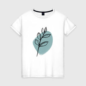 Женская футболка хлопок с принтом Ботаническая абстракция , 100% хлопок | прямой крой, круглый вырез горловины, длина до линии бедер, слегка спущенное плечо | абстракция | минимализм | растение | растения | современное искусство