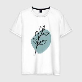 Мужская футболка хлопок с принтом Ботаническая абстракция , 100% хлопок | прямой крой, круглый вырез горловины, длина до линии бедер, слегка спущенное плечо. | абстракция | минимализм | растение | растения | современное искусство