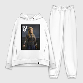 Женский костюм хлопок Oversize с принтом Викинги Лагерта | Vikings Lagertha (Z) ,  |  | lagerta | lagertha | lodbrok | normanni | ragnarr | viking | vikingar | vikingene | vikinger | vikings | вальгала | вальгалла | вальхала | вальхалла | варяги | викинг | викинги | конанг | конунг | лагерта | лодброк | норман | рагнар