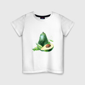 Детская футболка хлопок с принтом акварельное авокадо , 100% хлопок | круглый вырез горловины, полуприлегающий силуэт, длина до линии бедер | Тематика изображения на принте: авокадо | акварель | брызги | веган | вегетарианец | здоровье | зож | правильное питание | рисунок