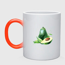 Кружка хамелеон с принтом акварельное авокадо , керамика | меняет цвет при нагревании, емкость 330 мл | авокадо | акварель | брызги | веган | вегетарианец | здоровье | зож | правильное питание | рисунок