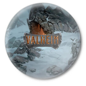 Значок с принтом Valheim ,  металл | круглая форма, металлическая застежка в виде булавки | fantasy | mmo | valheim | valve | валхейм | вальхейм | викинги | выживалка | игра | королевская битва | ммо | ролевая игра | фэнтази