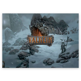 Поздравительная открытка с принтом Valheim , 100% бумага | плотность бумаги 280 г/м2, матовая, на обратной стороне линовка и место для марки
 | Тематика изображения на принте: fantasy | mmo | valheim | valve | валхейм | вальхейм | викинги | выживалка | игра | королевская битва | ммо | ролевая игра | фэнтази