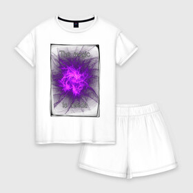 Женская пижама с шортиками хлопок с принтом Магия внутри , 100% хлопок | футболка прямого кроя, шорты свободные с широкой мягкой резинкой | абстракция | волшебство | магия | неоновый | фиолетовый