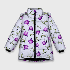 Зимняя куртка для девочек 3D с принтом Акварельные тюльпаны , ткань верха — 100% полиэстер; подклад — 100% полиэстер, утеплитель — 100% полиэстер. | длина ниже бедра, удлиненная спинка, воротник стойка и отстегивающийся капюшон. Есть боковые карманы с листочкой на кнопках, утяжки по низу изделия и внутренний карман на молнии. 

Предусмотрены светоотражающий принт на спинке, радужный светоотражающий элемент на пуллере молнии и на резинке для утяжки. | Тематика изображения на принте: fashion | flowers | акварель | бабушка | букет | бутоны | весна | девушкам | дочь | жена | краски | лавандовый | лепестки | лето | листья | мама | нарисованные цветы | поляна | природа | рисунок | сюрприз