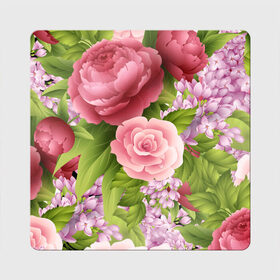 Магнит виниловый Квадрат с принтом ЦВЕТЫ / FLOWERS / 8 МАРТА , полимерный материал с магнитным слоем | размер 9*9 см, закругленные углы | chery | flowers | japan | roses | sakura | вишня | растения | розы | ромашка | сакура | тюльпаны | цветы | цветы сакуры | япония