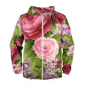Мужская ветровка 3D с принтом ЦВЕТЫ / FLOWERS / 8 МАРТА , 100% полиэстер | подол и капюшон оформлены резинкой с фиксаторами, два кармана без застежек по бокам, один потайной карман на груди | Тематика изображения на принте: chery | flowers | japan | roses | sakura | вишня | растения | розы | ромашка | сакура | тюльпаны | цветы | цветы сакуры | япония