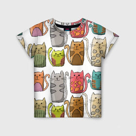 Детская футболка 3D с принтом Котейки , 100% гипоаллергенный полиэфир | прямой крой, круглый вырез горловины, длина до линии бедер, чуть спущенное плечо, ткань немного тянется | cats | киски | котейки | коты | кошки