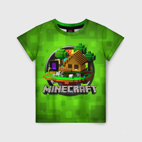 Детская футболка 3D с принтом Minecraft , 100% гипоаллергенный полиэфир | прямой крой, круглый вырез горловины, длина до линии бедер, чуть спущенное плечо, ткань немного тянется | minecraft | игра | инди | кубики | майкрафт | надпись