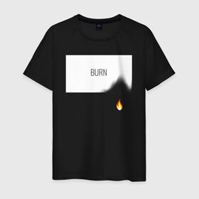 Мужская футболка хлопок с принтом BURN , 100% хлопок | прямой крой, круглый вырез горловины, длина до линии бедер, слегка спущенное плечо. | burn | creative | fire | flame | minimalism | горение | гореть | жечь | креатив | креативная | минимал | минимализм | надпись | огонь | пламя | текст