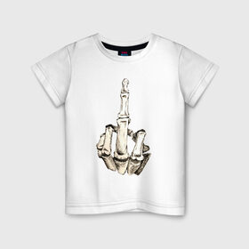 Детская футболка хлопок с принтом Finger Bones , 100% хлопок | круглый вырез горловины, полуприлегающий силуэт, длина до линии бедер | bones | fck | finger | skeleton | skull | без | кости | палец | пальцы | рука | скелет | средний | череп