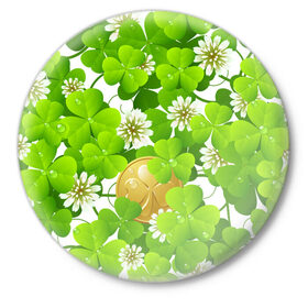 Значок с принтом Ирландский Клевер и Монетка ,  металл | круглая форма, металлическая застежка в виде булавки | день ирландии | зеленая | зеленый | ирландец | ирландская | ирландский | клевер | монета | патрик | с патриком
