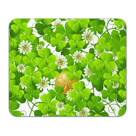 Коврик для мышки прямоугольный с принтом Ирландский Клевер и Монетка , натуральный каучук | размер 230 х 185 мм; запечатка лицевой стороны | день ирландии | зеленая | зеленый | ирландец | ирландская | ирландский | клевер | монета | патрик | с патриком