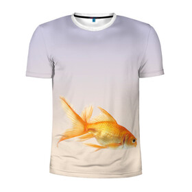 Мужская футболка 3D спортивная с принтом золотая рыбка , 100% полиэстер с улучшенными характеристиками | приталенный силуэт, круглая горловина, широкие плечи, сужается к линии бедра | аквариум | градиент | золотая рыбка | подводный мир | рыба | рыбешка | рыбка