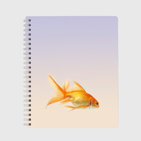 Тетрадь с принтом золотая рыбка , 100% бумага | 48 листов, плотность листов — 60 г/м2, плотность картонной обложки — 250 г/м2. Листы скреплены сбоку удобной пружинной спиралью. Уголки страниц и обложки скругленные. Цвет линий — светло-серый
 | Тематика изображения на принте: аквариум | градиент | золотая рыбка | подводный мир | рыба | рыбешка | рыбка