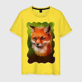 Мужская футболка хлопок с принтом Лисичка , 100% хлопок | прямой крой, круглый вырез горловины, длина до линии бедер, слегка спущенное плечо. | fox | зверек | лиса | лисы | плутовка | рисунок | рыжая