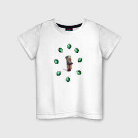Детская футболка хлопок с принтом Житель из майнкрафта , 100% хлопок | круглый вырез горловины, полуприлегающий силуэт, длина до линии бедер | minecraft | житель из майнкрафта | изумруды | майнкарфт стиль | майнкрафт