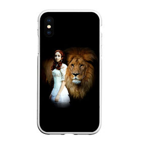 Чехол для iPhone XS Max матовый с принтом Львиная дружба , Силикон | Область печати: задняя сторона чехла, без боковых панелей | Тематика изображения на принте: девушка | животное | зверь | кошка | красотка