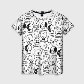Женская футболка 3D с принтом BTS | BT21 , 100% полиэфир ( синтетическое хлопкоподобное полотно) | прямой крой, круглый вырез горловины, длина до линии бедер | army | bangtan boys | bt21 | bts | bts stickers | chimmy | cooky | k pop | koya | mang | monster | rap monster | rapmon | rj | rm | shooky | tata | van | бтс | ви | джей хоуп | джонгук | кейпоп | реп монстр | стикеры bts | сюга | чимин | чин