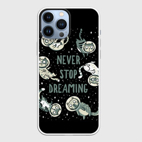 Чехол для iPhone 13 Pro Max с принтом Коты в Космосе (Мечтай) ,  |  | animals | beast | dream | eyes | galaxy | never | stop | sweet | галактика | глаза | животные | забавный | звезды | звери | космонавт | космос | кот | котенок | кошка | мечта | милый | надпись | прикол | пушистый | смешной | текст