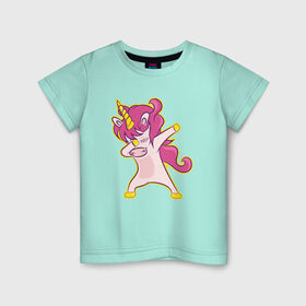 Детская футболка хлопок с принтом Dab unicorn , 100% хлопок | круглый вырез горловины, полуприлегающий силуэт, длина до линии бедер | Тематика изображения на принте: dab unicorn | unicorn | единорог | лошадка | танцующий единорог
