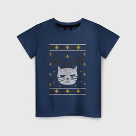 Детская футболка хлопок с принтом Рождественский свитер с котом , 100% хлопок | круглый вырез горловины, полуприлегающий силуэт, длина до линии бедер | food | mandarins | mem | meme | new year | sweater | ugly | в слюнявчике | еда | жрать | жрац | кот | котяра | кушац | кушот | мем | мем с котом | мемы | неси | новый год | оливье | прикол | рождество | свитер | слюнявчик