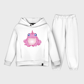 Детский костюм хлопок Oversize с принтом Лягушка Единорог ,  |  | unicorn | единорог | лягушка | лягушка единорог | розовая лягушка