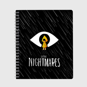 Тетрадь с принтом LITTLE NIGHTMARES , 100% бумага | 48 листов, плотность листов — 60 г/м2, плотность картонной обложки — 250 г/м2. Листы скреплены сбоку удобной пружинной спиралью. Уголки страниц и обложки скругленные. Цвет линий — светло-серый
 | little nightmares | little nightmares 2 | игра nightmares | монстры. | ужасы | учительница | хоррор