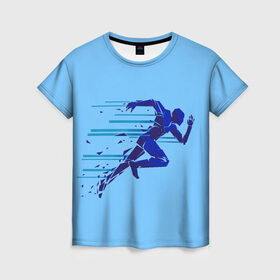 Женская футболка 3D с принтом Бегущий человек , 100% полиэфир ( синтетическое хлопкоподобное полотно) | прямой крой, круглый вырез горловины, длина до линии бедер | бегущий человек | раннер | спорт | спринт | усилие