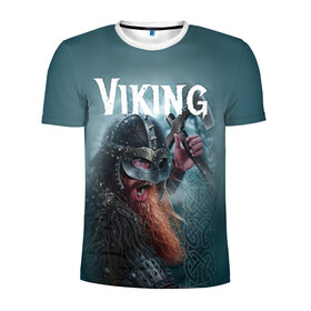 Мужская футболка 3D спортивная с принтом Viking , 100% полиэстер с улучшенными характеристиками | приталенный силуэт, круглая горловина, широкие плечи, сужается к линии бедра | drakkar | valhalla | valheim | viking | vikings | валхэйм | вальгала | вальхала | вальхейм | викинг | викинги | драккар