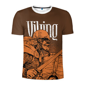 Мужская футболка 3D спортивная с принтом Viking , 100% полиэстер с улучшенными характеристиками | приталенный силуэт, круглая горловина, широкие плечи, сужается к линии бедра | drakkar | valhalla | valheim | viking | vikings | валхэйм | вальгала | вальхала | вальхейм | викинг | викинги | драккар