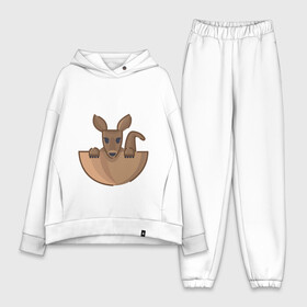 Женский костюм хлопок Oversize с принтом Кенгуренок в сумке ,  |  | animals | australia | baby | bag | cute | ears | eyes | jump | kangaroo | leap | mother | nose | paws | pocket | sack | shadow | tail | австралия | глаза | детеныш | животные | карман | кенгуренок | кенгуру | лапы | мама | мешок | милый | нос | няшный | п