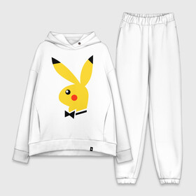 Женский костюм хлопок Oversize с принтом Пикачу Плейбой ,  |  | anime | ash | detective | lightning | logo | pikachu | playboy | pokeball | pokemon | post malone | ryan reynolds | tail | аниме | детектив | лого | молния | пикачу | плейбой | покебол | покемон го | покемоны | пост малон | райан рейнольдс | хвост | эш