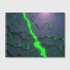 Альбом для рисования с принтом ЗЕЛЕНЫЙ РАЗЛОМ | 3Д РАЗЛОМ , 100% бумага
 | матовая бумага, плотность 200 мг. | 3d | 3д | abstrakt | couter strike | csgo | dota | geometry | green | lol | rift | steel | wow | абстракт | геометрия | дота | зеленый | камни | кубики | пластик | плиты | разлом | раскол | свет | скин | сталь | текстура | трещина