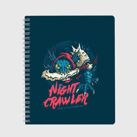 Тетрадь с принтом Night Crawler | Dota 2 , 100% бумага | 48 листов, плотность листов — 60 г/м2, плотность картонной обложки — 250 г/м2. Листы скреплены сбоку удобной пружинной спиралью. Уголки страниц и обложки скругленные. Цвет линий — светло-серый
 | Тематика изображения на принте: dota | dota2 | game | games | moba | slark | дитка | дота | дота2 | дотка | игра | игры | моба | сларк