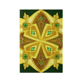 Обложка для паспорта матовая кожа с принтом Золотой клевер , натуральная матовая кожа | размер 19,3 х 13,7 см; прозрачные пластиковые крепления | золото | кельтский узор | клевер | подарки | узор
