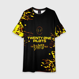 Детское платье 3D с принтом TWENTY ONE PILOTS TOP. , 100% полиэстер | прямой силуэт, чуть расширенный к низу. Круглая горловина, на рукавах — воланы | Тематика изображения на принте: 21 pilots | blurryface | fbr | fueled by ramen | fueledbyramen | heathens | heavydirtysoul | josh dun | music | music video | official | stressed out | top | tp | trench | twenty one pilots | twentyonepilots | tyler joseph 