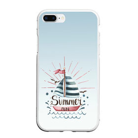 Чехол для iPhone 7Plus/8 Plus матовый с принтом кораблик лето , Силикон | Область печати: задняя сторона чехла, без боковых панелей | брызги | вода | волны | градиент | кораблик | лето | море | отдых | отпуск | парусник | фан | чайки | яхта