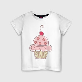 Детская футболка хлопок с принтом тортик с вишенкой , 100% хлопок | круглый вырез горловины, полуприлегающий силуэт, длина до линии бедер | вишенка | вкусняшка | десерт | еда | кекс | кексик | крем | праздник | сладости | торт | тортик