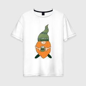 Женская футболка хлопок Oversize с принтом Гном - День святого Патрика , 100% хлопок | свободный крой, круглый ворот, спущенный рукав, длина до линии бедер
 | борода | гном | день святого патрика | зеленый | ирландия | лепрекон | мультяшный | оранжевый | патрик | подарок | символ | смешной | фэнтези