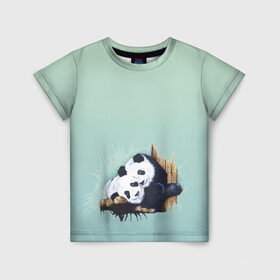 Детская футболка 3D с принтом акварельные панды , 100% гипоаллергенный полиэфир | прямой крой, круглый вырез горловины, длина до линии бедер, чуть спущенное плечо, ткань немного тянется | акварель | двое | животные | звери | мило | мишки | обнимашки | панды | пара | природа | рисунок