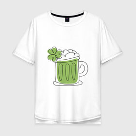 Мужская футболка хлопок Oversize с принтом День святого Патрика - Пиво , 100% хлопок | свободный крой, круглый ворот, “спинка” длиннее передней части | день святого патрика | зеленый | ирландия | клевер | кружка | листик | мультяшный | патрик | пена | пить | подарок | прикол | символ